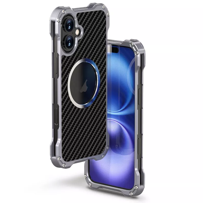 iPhone 16 | Coque MagSafe R-JUST RJ-51 Fibre Carbone & Alu