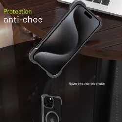 iPhone 16 Pro | Coque MagSafe R-JUST RJ-51 Fibre Carbone
