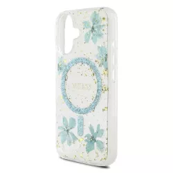 iPhone 16 | Coque MagSafe GUESS Fleurs Résine Pailletée