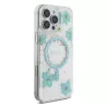 iPhone 16 Pro | Coque MagSafe GUESS Fleurs Résine Pailletée
