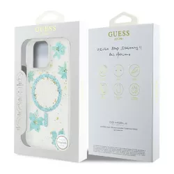 iPhone 16 Pro Max | Coque MagSafe GUESS Fleurs Résine Pailletée