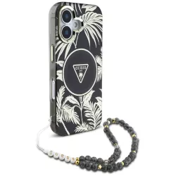 iPhone 16 | Coque MagSafe GUESS IML Palmiers & Sangle Perlée
