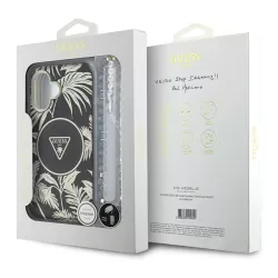 iPhone 16 | Coque MagSafe GUESS IML Palmiers & Sangle Perlée