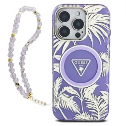 iPhone 16 Pro | Coque MagSafe GUESS Palmiers & Sangle Perlée
