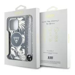 iPhone 16 Pro | Coque MagSafe GUESS Palmiers & Sangle Perlée