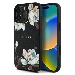 iPhone 16 Pro | Coque GUESS Fleurs Imprimées sur Monogramme