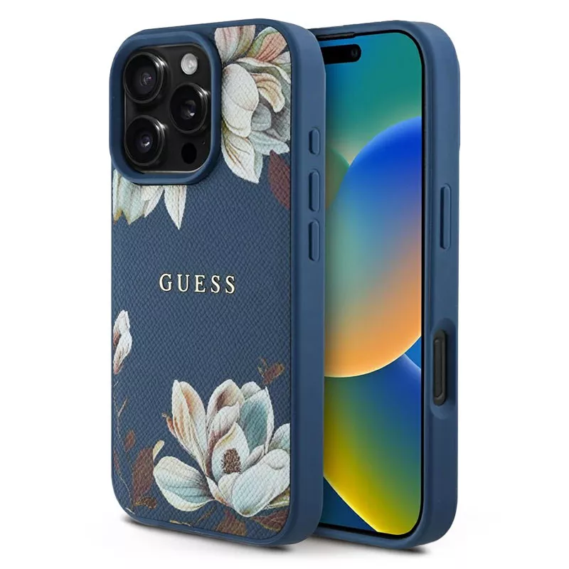 iPhone 16 Pro Max | Coque GUESS Fleurs Imprimées sur Monogramme 4G