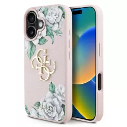iPhone 16 | Coque GUESS Roses Imprimées & Logo 4G