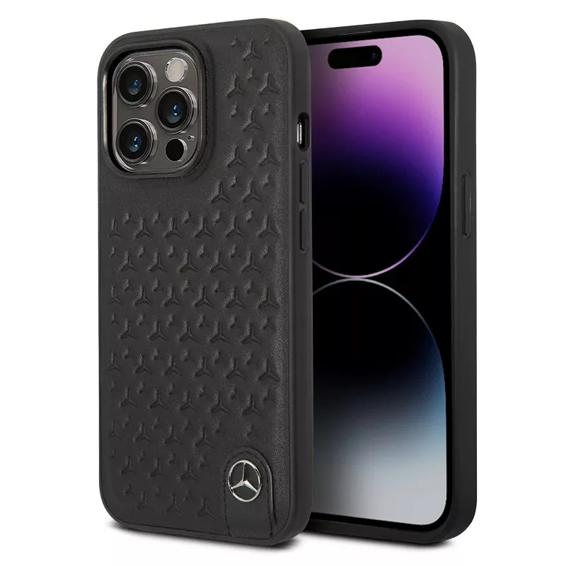 iPhone 14 Pro Max | Coque MERCEDES Stars en Cuir Véritable