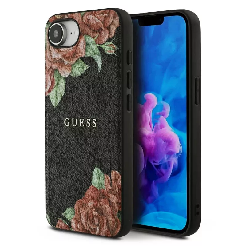 iPhone 16e | Coque GUESS Roses Imprimées sur Monogramme 4G