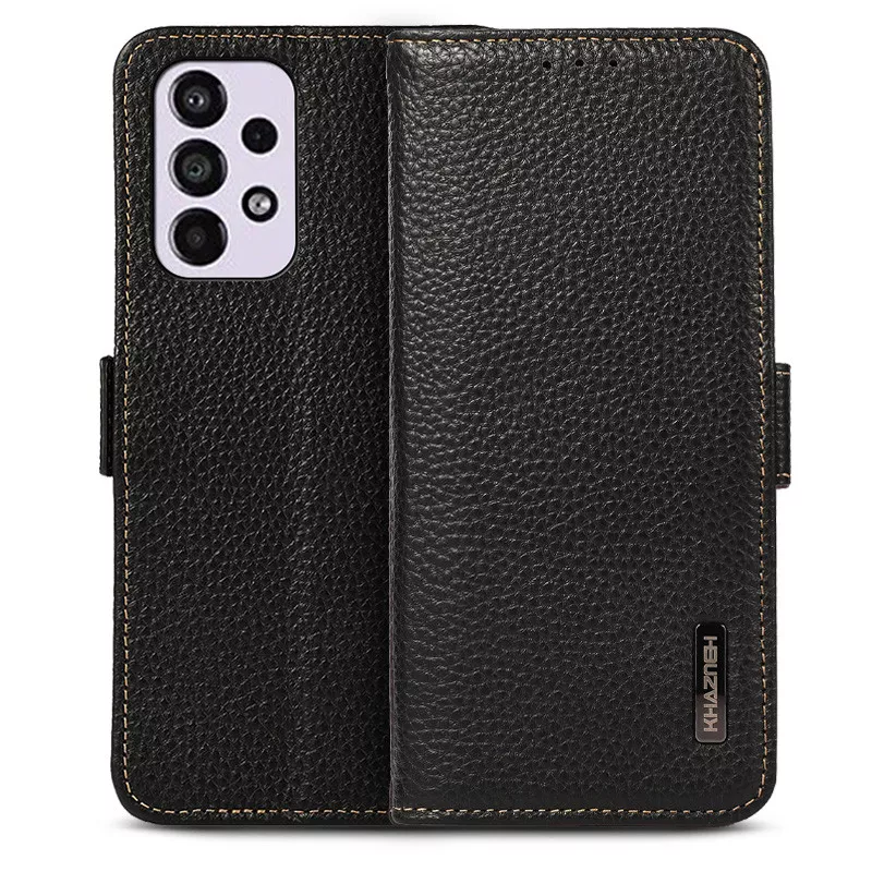 Étui Portefeuille KHAZNEH Cuir Véritable pour Galaxy A53 5G