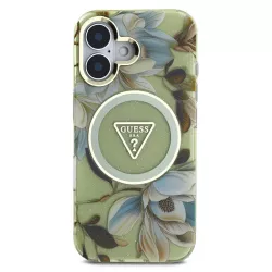 iPhone 16 | Coque MagSafe GUESS Glitter Flowers Triangle