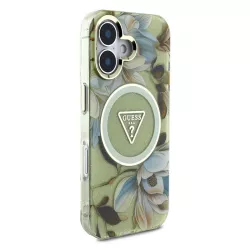 iPhone 16 | Coque MagSafe GUESS Glitter Flowers Triangle