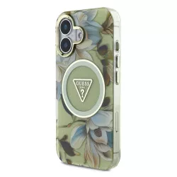 iPhone 16 | Coque MagSafe GUESS Glitter Flowers Triangle