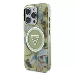 iPhone 16 Pro | Coque MagSafe GUESS Glitter Flowers Triangle