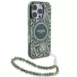 iPhone 16 Pro Max | Coque MagSafe GUESS Fleurs Electros & Sangle