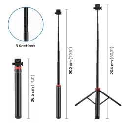 Trépied Portable Télescopique Jusqu'à 2 Mètres de Hauteur