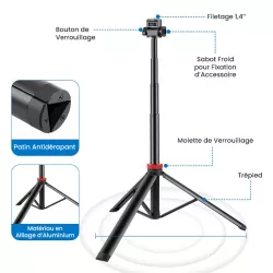 Trépied Portable Télescopique Jusqu'à 2 Mètres de Hauteur