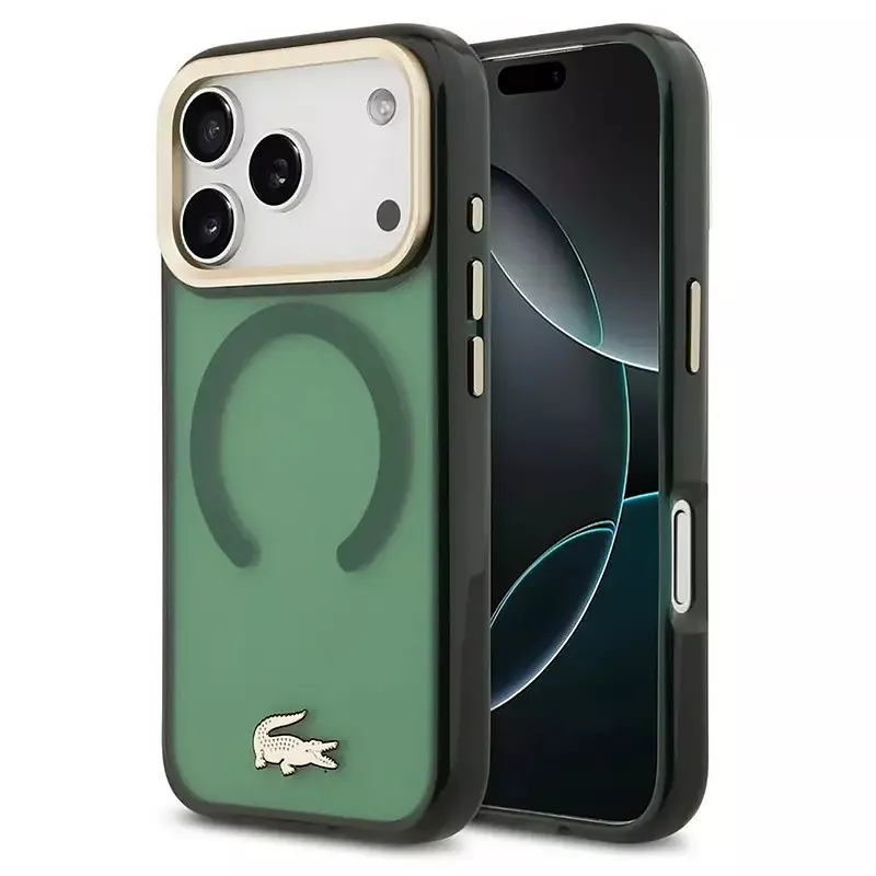 iPhone 17 Pro | Coque MagSafe Lacoste Givrée Logo Doré
