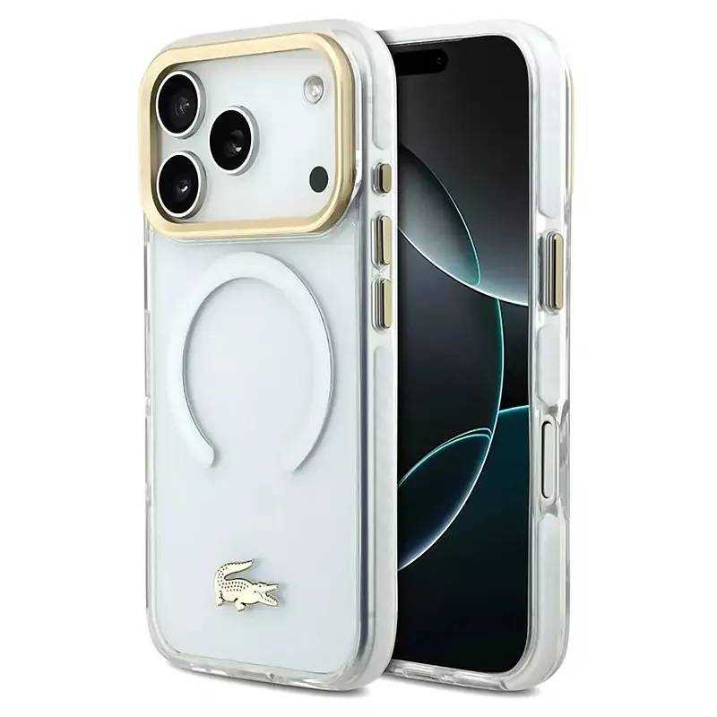 iPhone 17 Pro | Coque MagSafe Lacoste Transparente Logo Doré