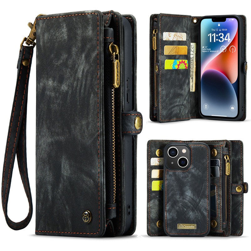 Custodia Portafoglio Con Clip Per IPhone 15 14 13 12 11 Pro Max - Daino Sintetico Slim