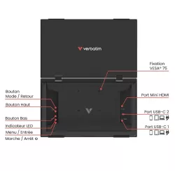 Moniteur à Double Écran VERBATIM Essentials 2 x 15,6'' FHD