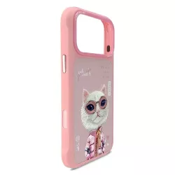 iPhone 17 Pro Max | Coque Brodée NIMMY Cool Cute Pink Cat