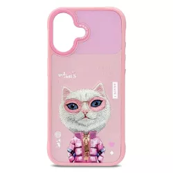 iPhone 17 | Coque Brodée NIMMY Cool Cute Pink Cat
