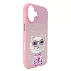 iPhone 17 | Coque Brodée NIMMY Cool Cute Pink Cat