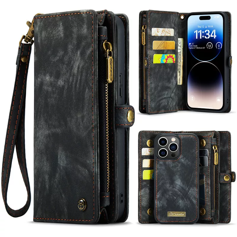 iPhone 15 Pro Max | Étui Portefeuille CaseMe + Coque Détachable