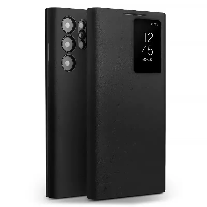 Galaxy S25 Ultra | Étui Fenêtre QIALINO en Cuir Véritable