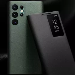 Galaxy S25 Ultra | Étui Fenêtre QIALINO en Cuir Véritable