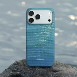 iPhone 17 Pro | Coque MagSafe PITAKA Glints of Gold Lucid Blue