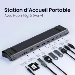 Support Ordinateur Portable 9-en-1 avec Hub USB-C