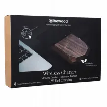 Double Chargeur Induction BEWOOD en Noyer | Charge 10W