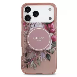 iPhone 17 Pro Max | Coque MagSafe GUESS IML Flowers avec Sangle Perlée