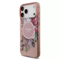 iPhone 17 Pro Max | Coque MagSafe GUESS IML Flowers avec Sangle Perlée