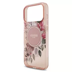 iPhone 17 Pro Max | Coque MagSafe GUESS IML Flowers avec Sangle Perlée