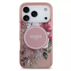 iPhone 17 Pro | Coque MagSafe GUESS IML Flowers avec Sangle Perlée Amo