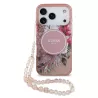 iPhone 17 Pro | Coque MagSafe GUESS IML Flowers avec Sangle Perlée Amo