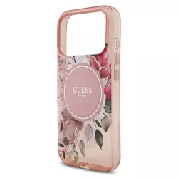 iPhone 17 Pro | Coque MagSafe GUESS IML Flowers avec Sangle Perlée Amo