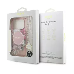 iPhone 17 Pro | Coque MagSafe GUESS IML Flowers avec Sangle Perlée Amo