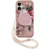 iPhone 17 | Coque MagSafe GUESS IML Flowers avec Sangle Perlée Amovibl