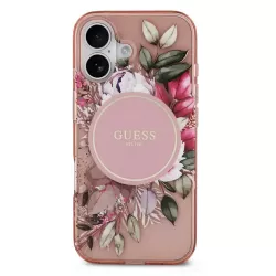 iPhone 17 | Coque MagSafe GUESS IML Flowers avec Sangle Perlée Amovibl