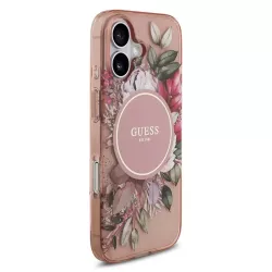 iPhone 17 | Coque MagSafe GUESS IML Flowers avec Sangle Perlée Amovibl