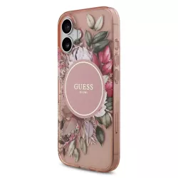 iPhone 17 | Coque MagSafe GUESS IML Flowers avec Sangle Perlée Amovibl