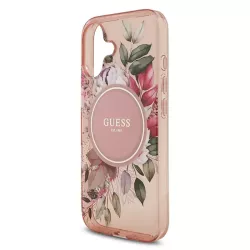 iPhone 17 | Coque MagSafe GUESS IML Flowers avec Sangle Perlée Amovibl