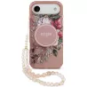 iPhone Air | Coque MagSafe GUESS IML Flowers avec Sangle Perlée Amovib
