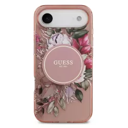 iPhone Air | Coque MagSafe GUESS IML Flowers avec Sangle Perlée Amovib