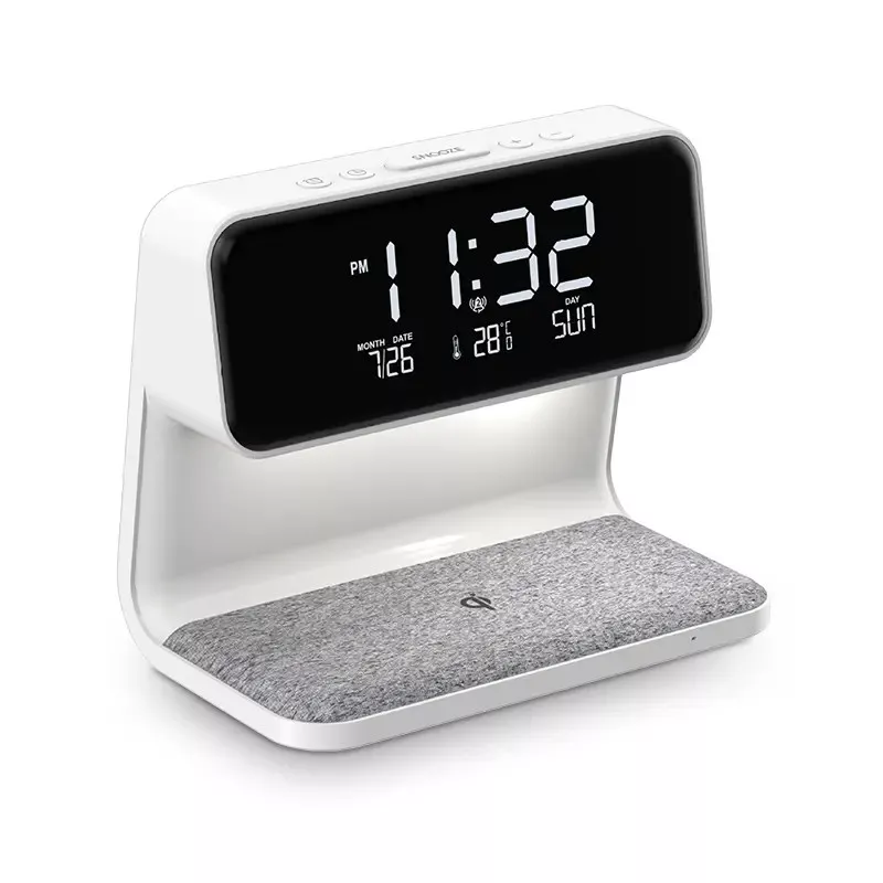 Station de Charge Qi AURIA 3-en-1 avec Veilleuse & Réveil